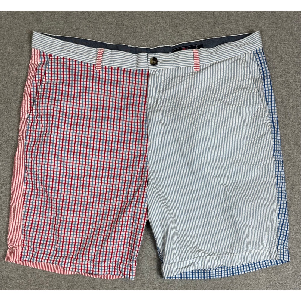Vineyard Vines Seersucker Shorts Mens 42x9 Multicolor Patchwork Gingham